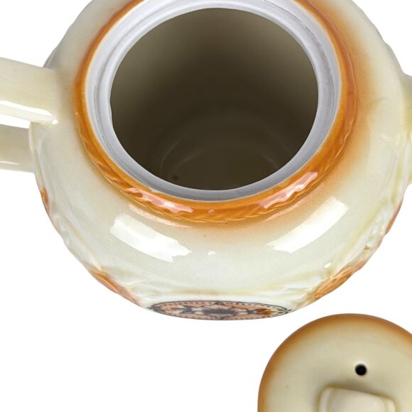 Vintage Porcelier Sunflower Teapot: Brown Medallion, Collectible Kitchenware - Picture 4 of 7